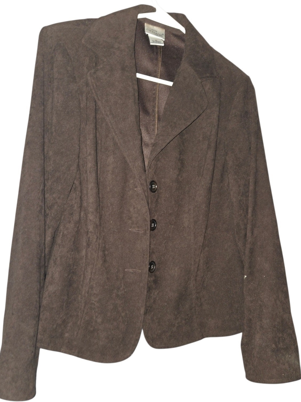 Kim Rogers Dark Brownclassic brown faux suede blazer Size Small Peite
